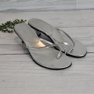 Reaction Kenneth Cole Silver Princess Heels With Strappy Crystal Womens Size 7